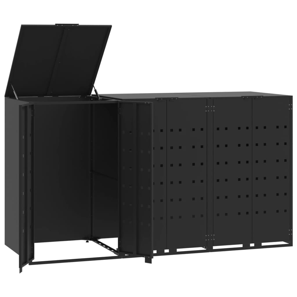VidaXL Containeraufbewahrung für 3 Container 207x79x117 cm schwarzer Stahl