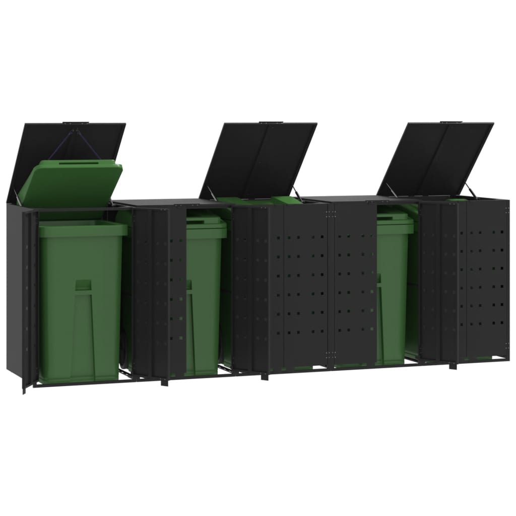 VidaXL Containeraufbewahrung für 5 Container 345x79x117 cm schwarzer Stahl