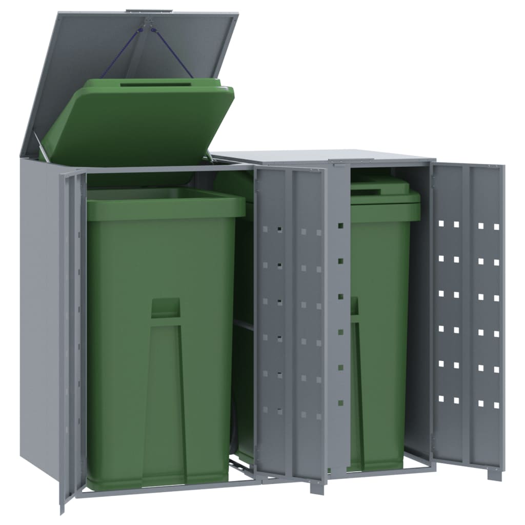 VidaXL Containeraufbewahrung für 2 Container 138x79x117 cm grauer Stahl