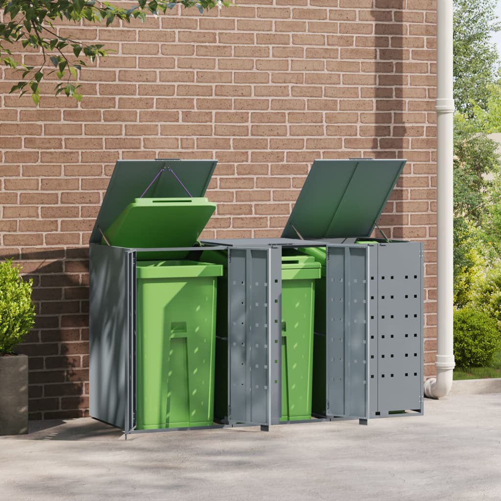 VidaXL Containeraufbewahrung für 3 Container 207x79x117 cm grauer Stahl