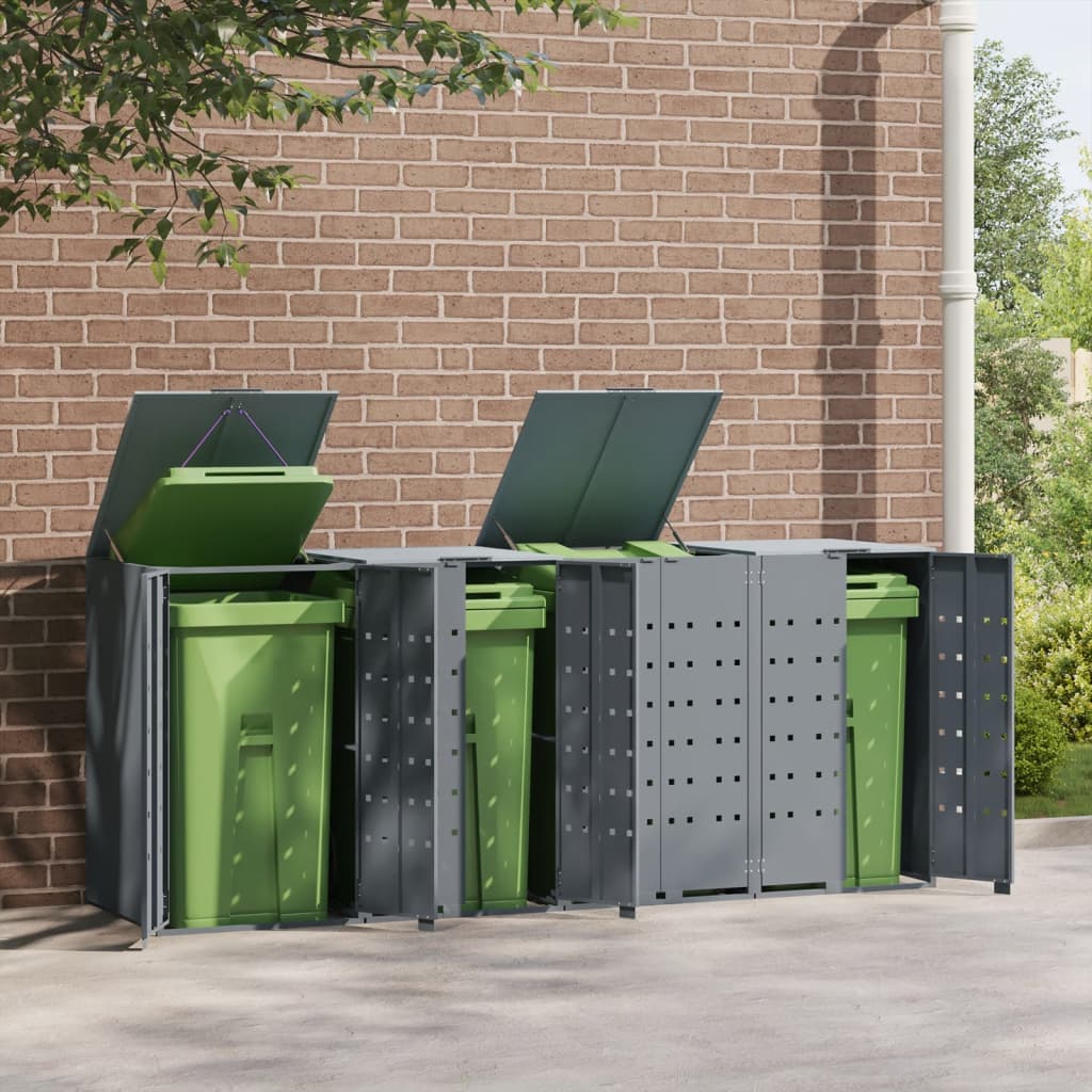 VidaXL Containeraufbewahrung für 4 Container 276x79x117 cm grauer Stahl