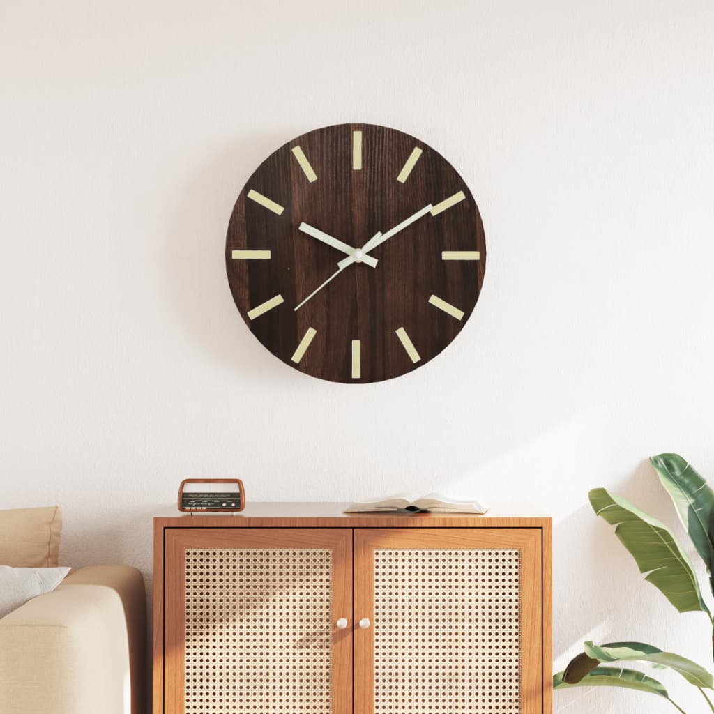 Vidaxx-Wanduhr mit leuchtendem Zifferblatt und Zeigern ø30 cm braun