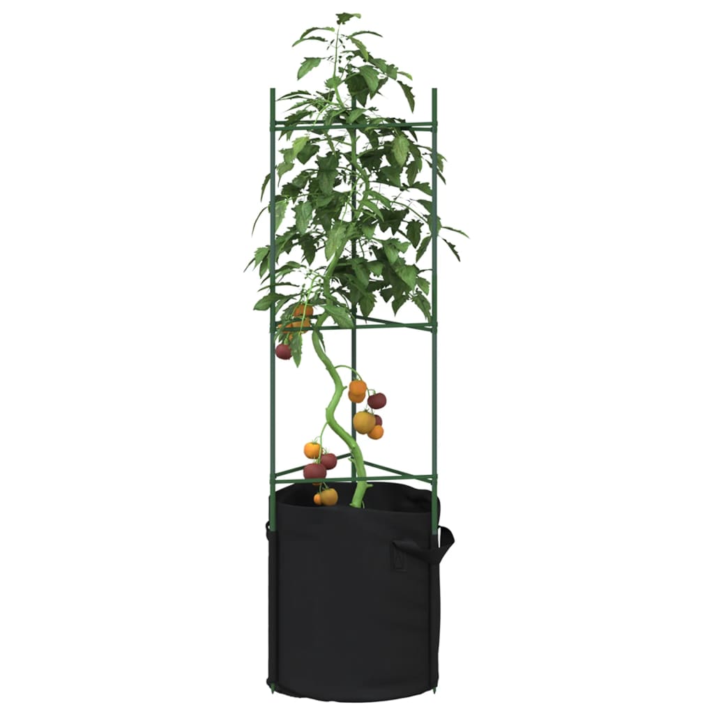 Vidaxl Tomatenkäfig mit Pflanzbeutel 2 Stück 116 cm Stahl und Polypropylen