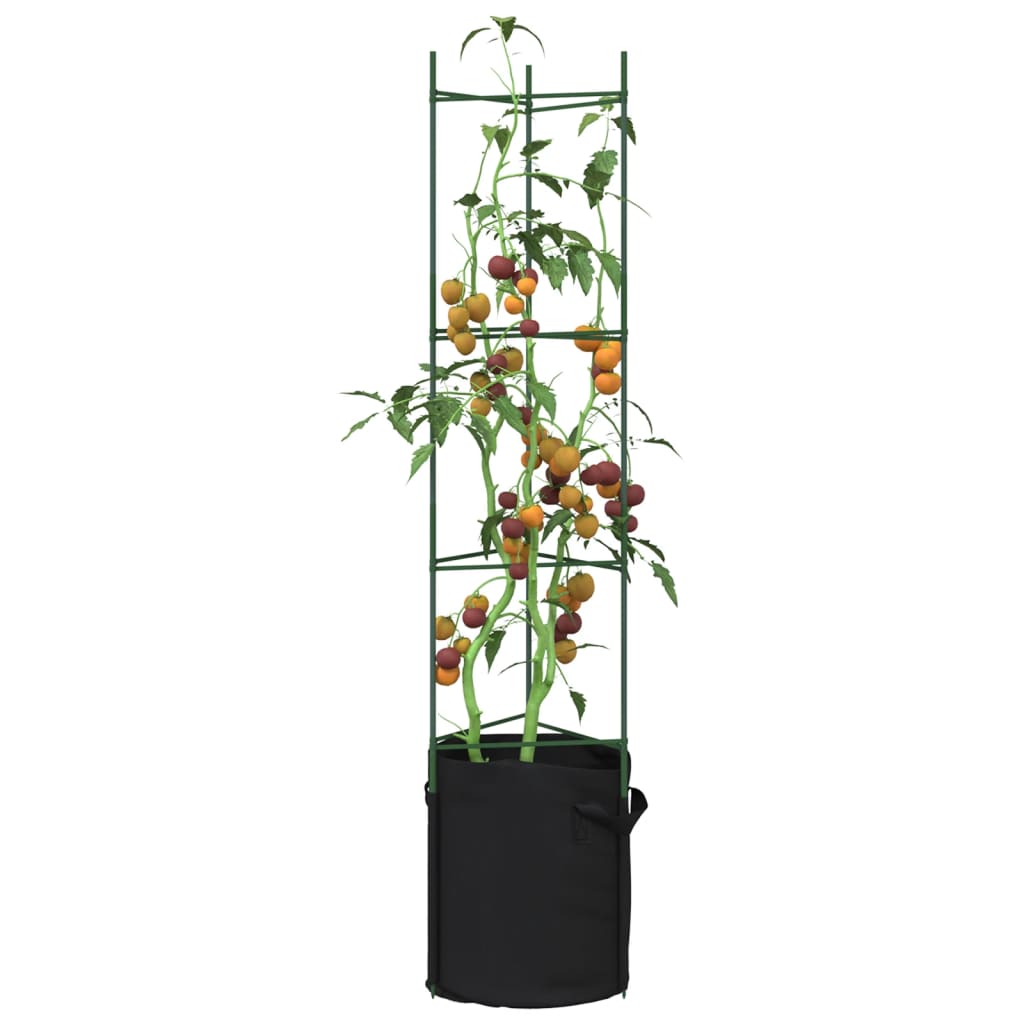 Vidaxl Tomatenkäfig mit Pflanzbeutel 2 Stück 154 cm Stahl und Polypropylen