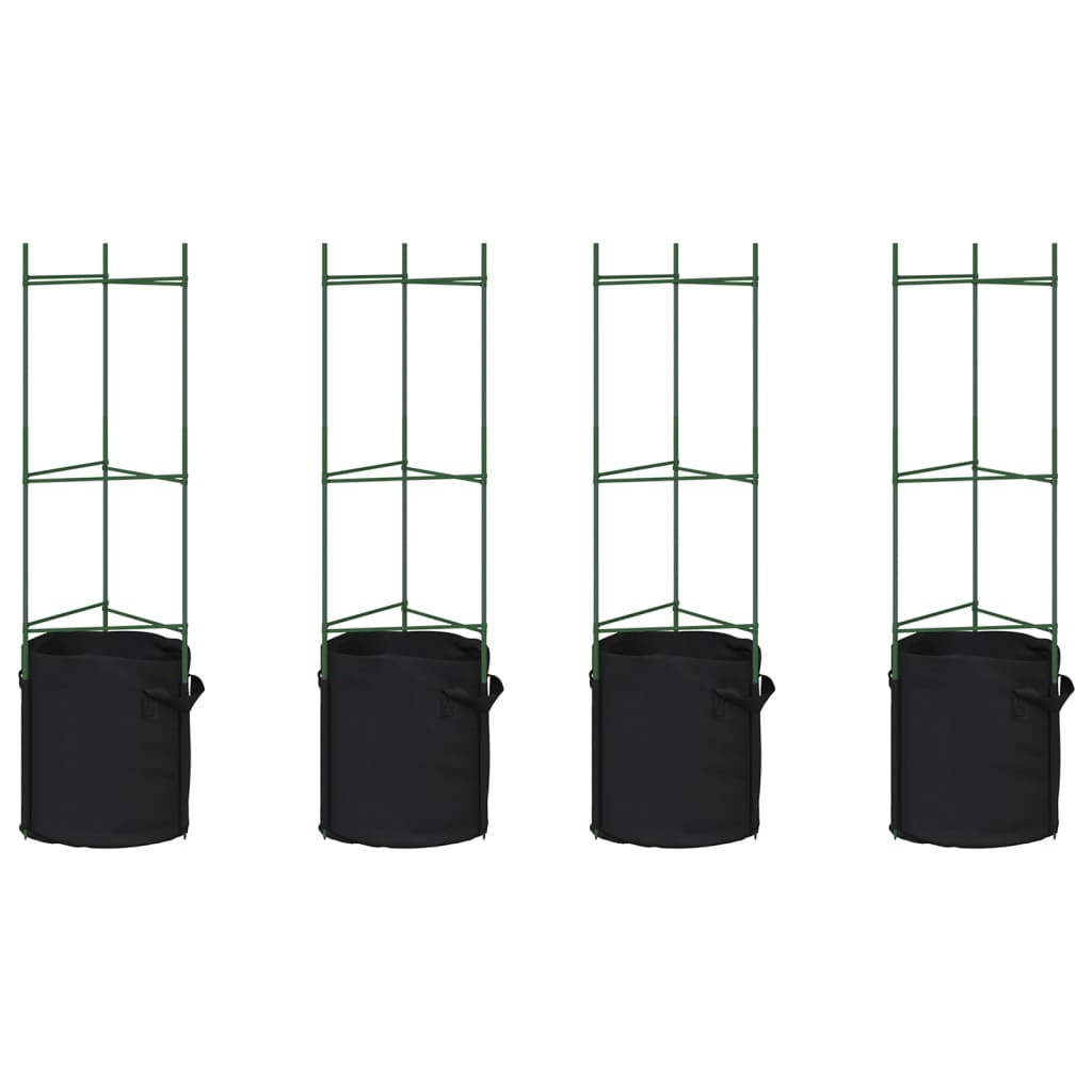 VidaXL Tomatenkäfige mit Pflanzbeutel 4 Stück 116 cm Stahl und Polypropylen