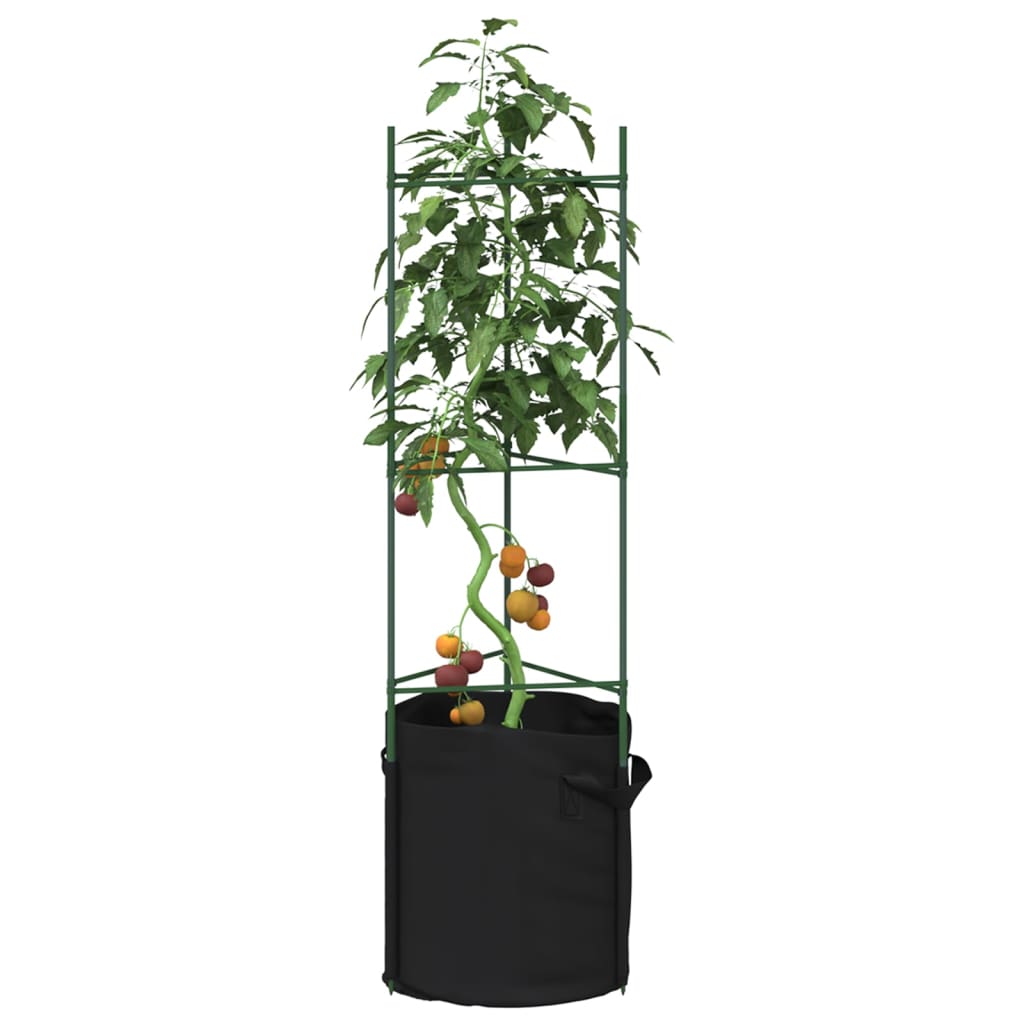VidaXL Tomatenkäfige mit Pflanzbeutel 6 Stück 116 cm Stahl und Polypropylen