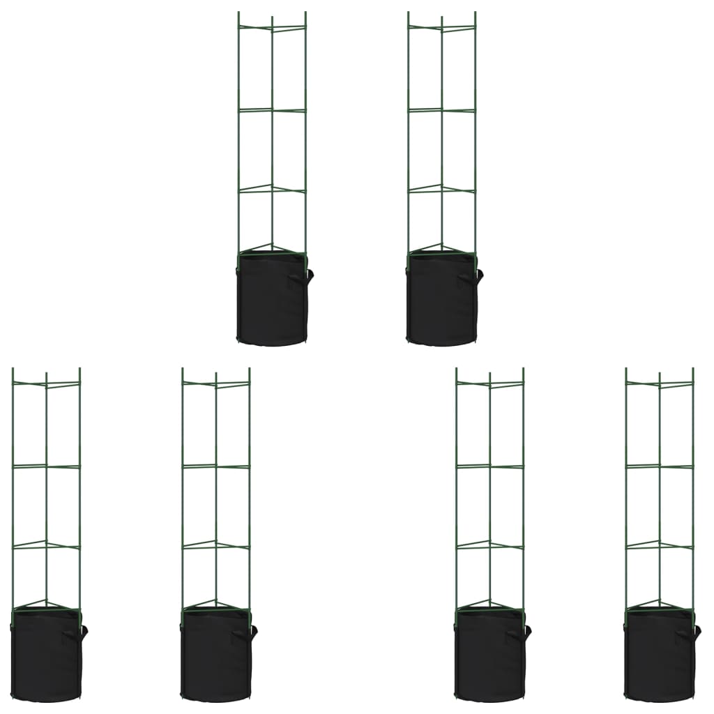 VidaXL Tomatenkäfige mit Pflanzbeutel 6 Stück 154 cm Stahl und Polypropylen
