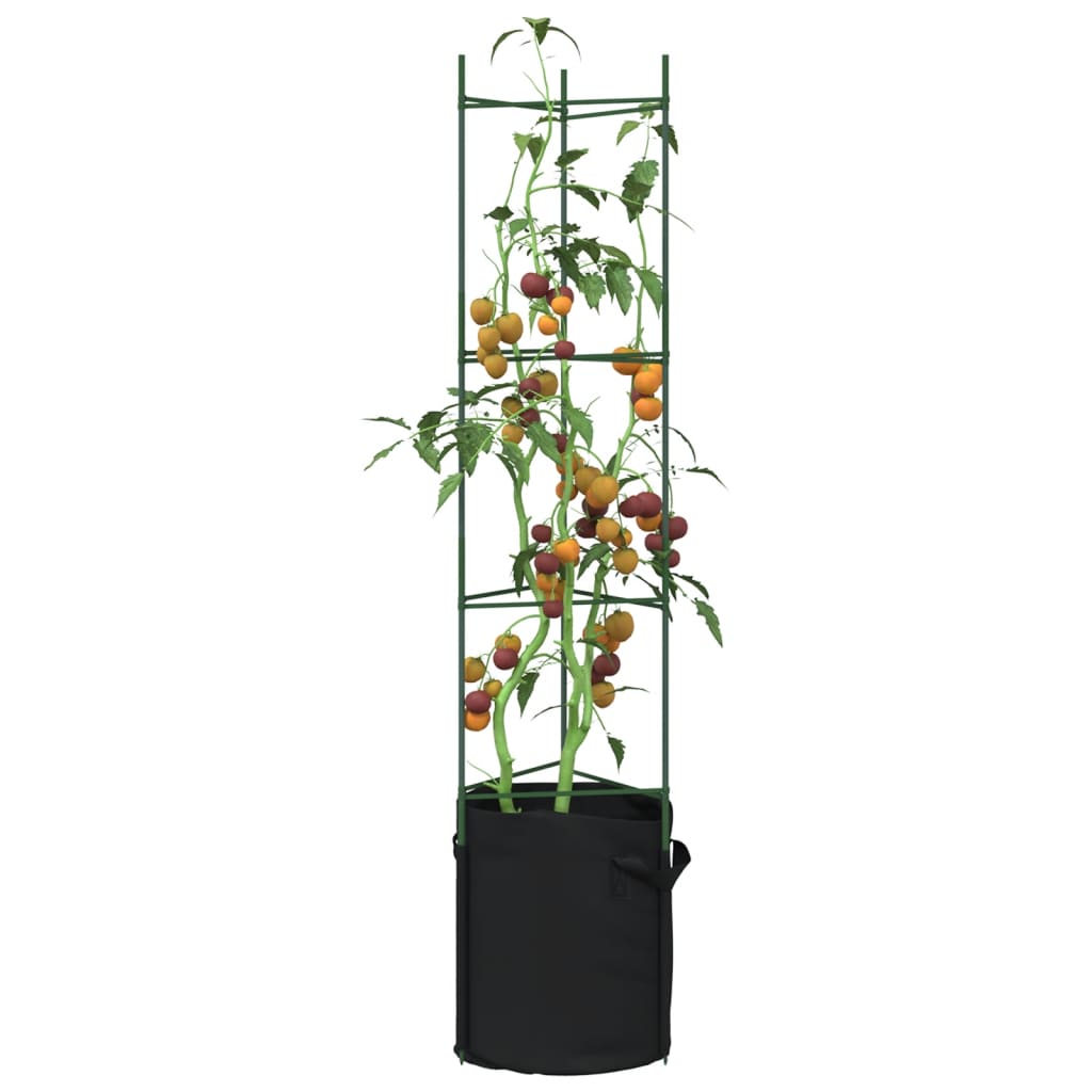 VidaXL Tomatenkäfige mit Pflanzbeutel 6 Stück 154 cm Stahl und Polypropylen