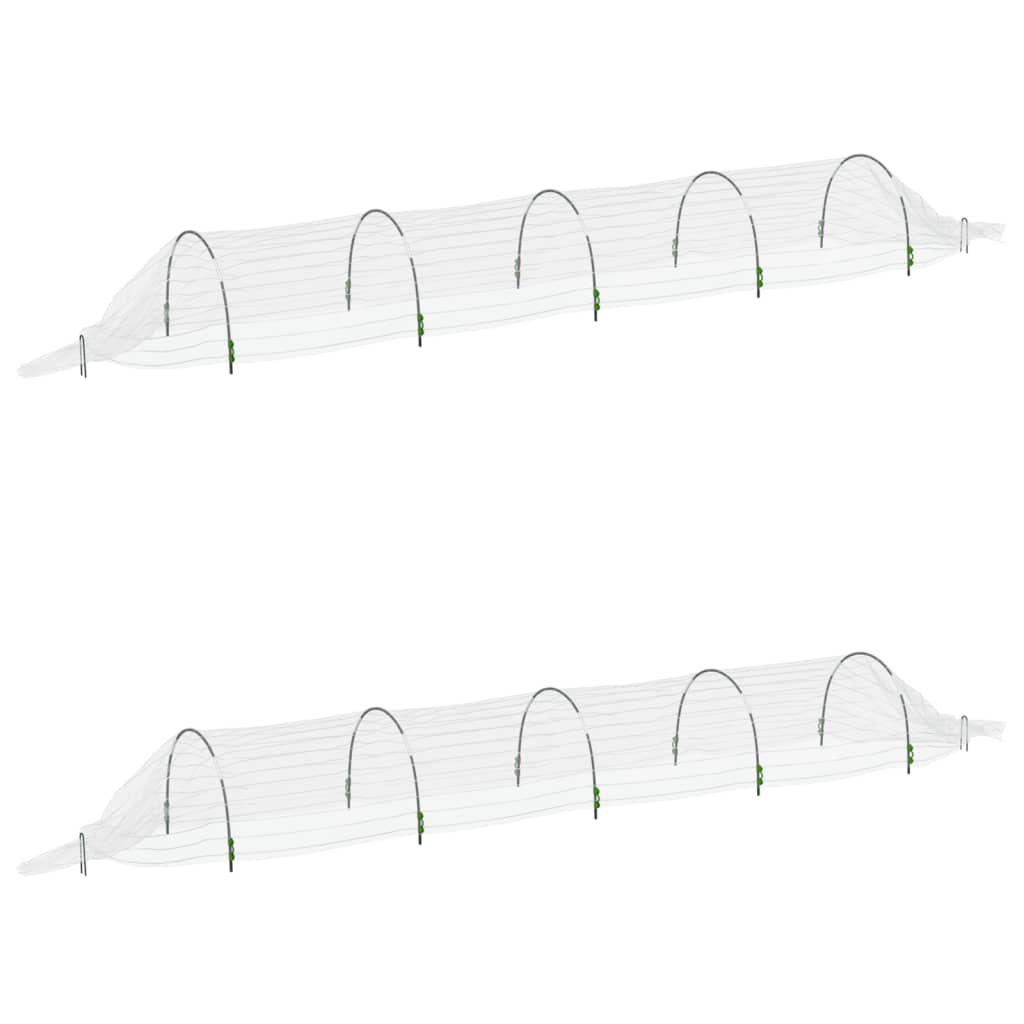 VidaXL Growtunnel 2 Stück 1,5x5 m Glasfaser und Polypropylen