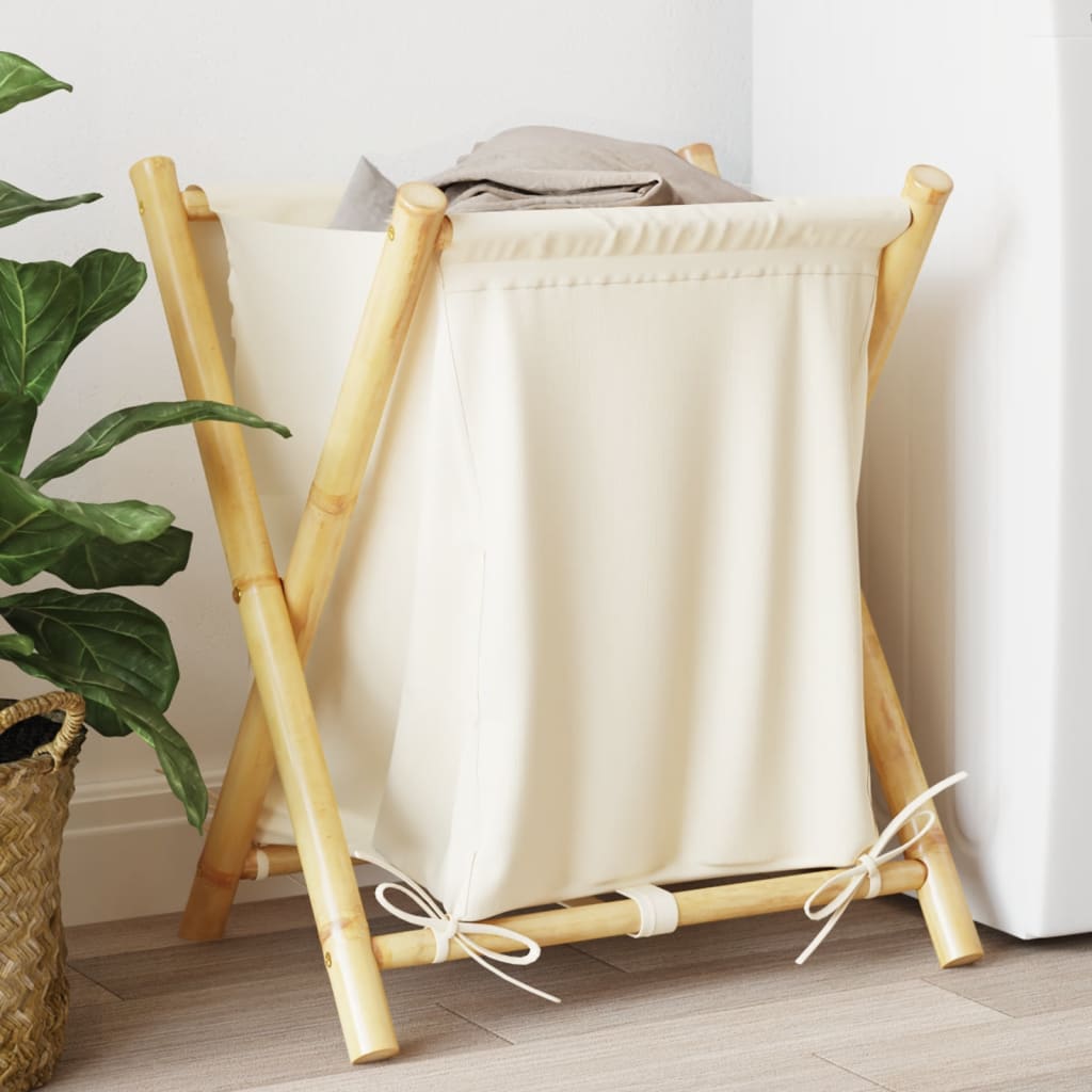 VidaXL Wäschekorb 45x55x63,5 cm Bambus cremeweiß