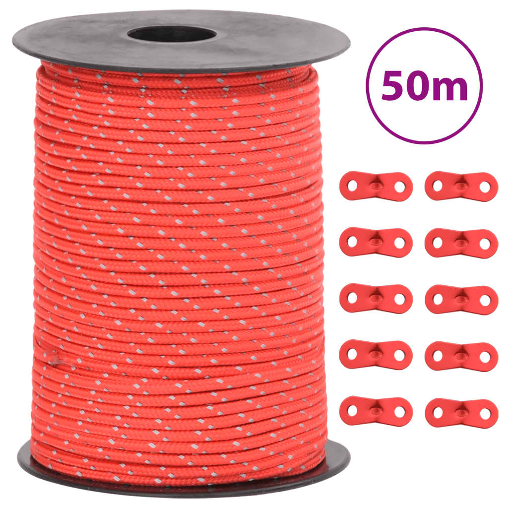 VidaXL Zelt-Abspannleine mit Reflektorstreifen und Spannern 50 m 3 mm