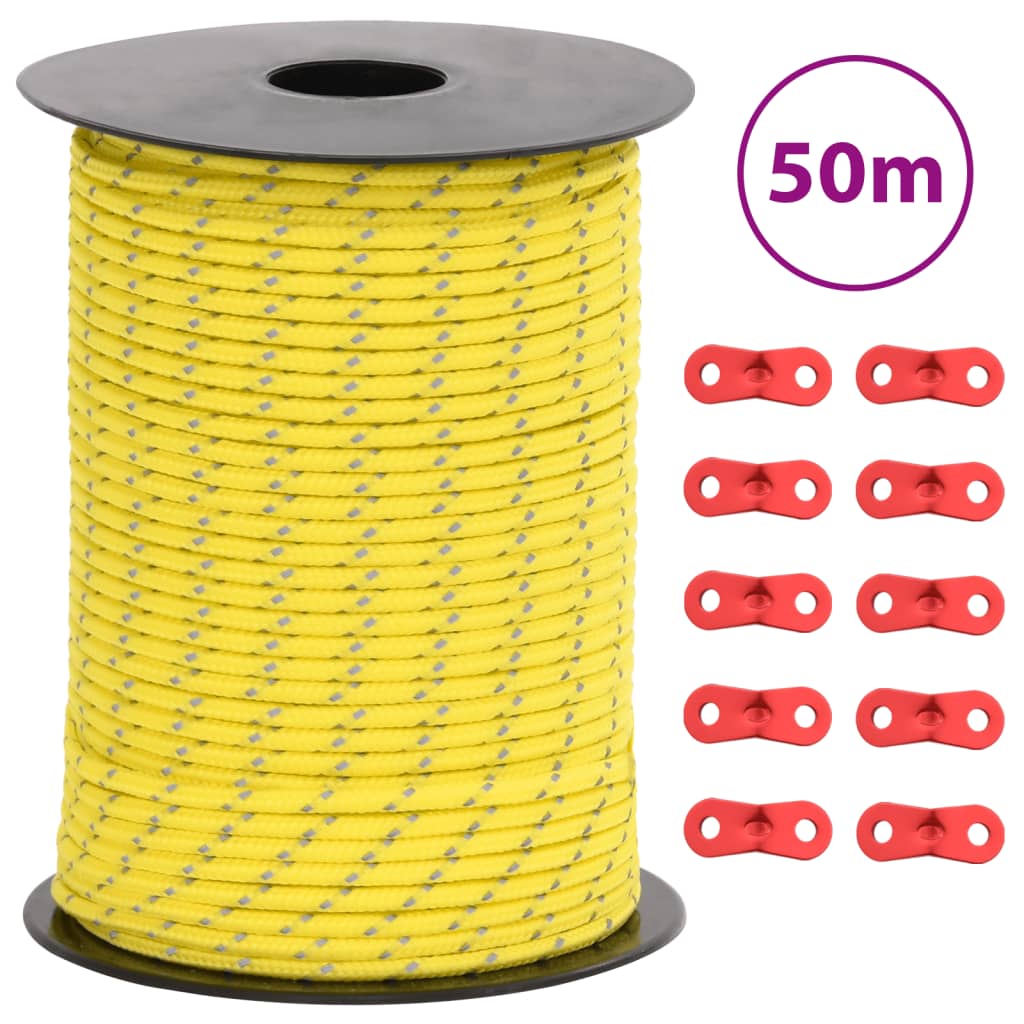 VidaXL Zelt-Abspannleine mit Reflektorstreifen und Spannern 50 m 3 mm