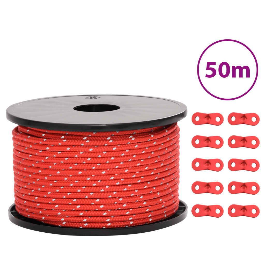 VidaXL Zelt-Abspannleine mit Reflektorstreifen und Spannern 50 m 5 mm