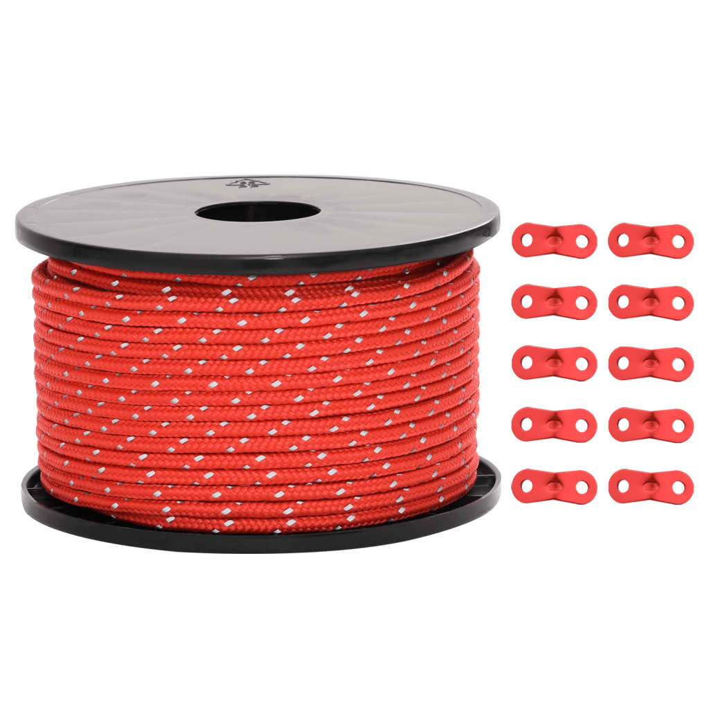 VidaXL Zelt-Abspannleine mit Reflektorstreifen und Spannern 50 m 5 mm