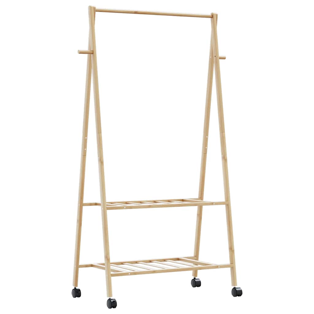 Vidaxx Kleiderständer mit Regalen und Rollen 96x45,5x155,5 cm Bambus