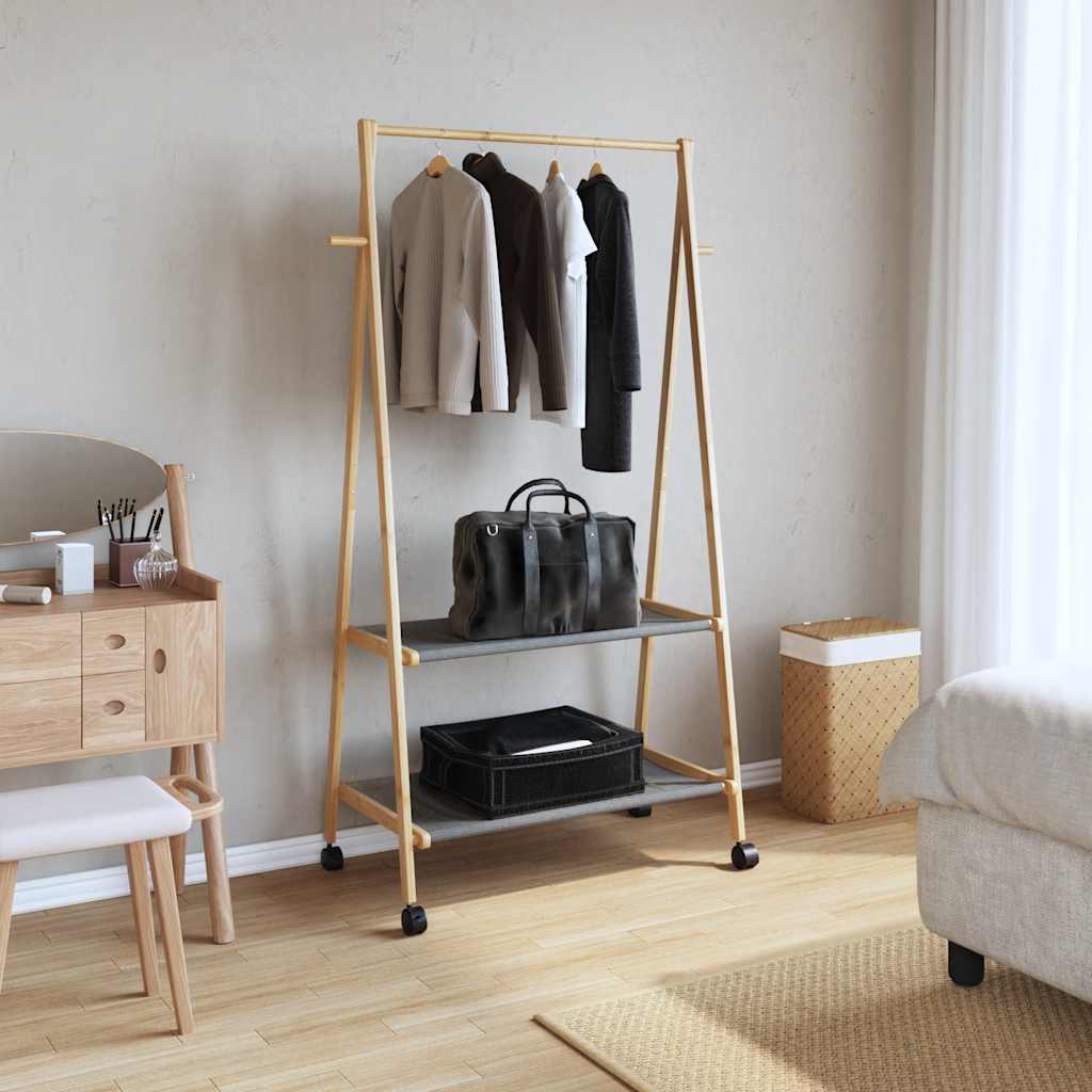 Vidaxx Kleiderständer mit Regalen und Rollen 96x45,5x155,5 cm Bambus