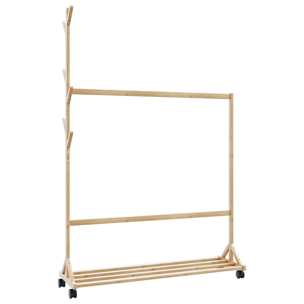Vidaxx Kleiderständer mit Haken und Rollen 100x35x157 cm Bambus
