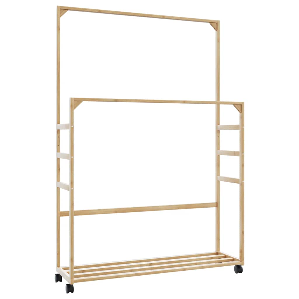 Vidaxx Kleiderständer mit Regalen und Rollen 90x35x155 cm Bambus