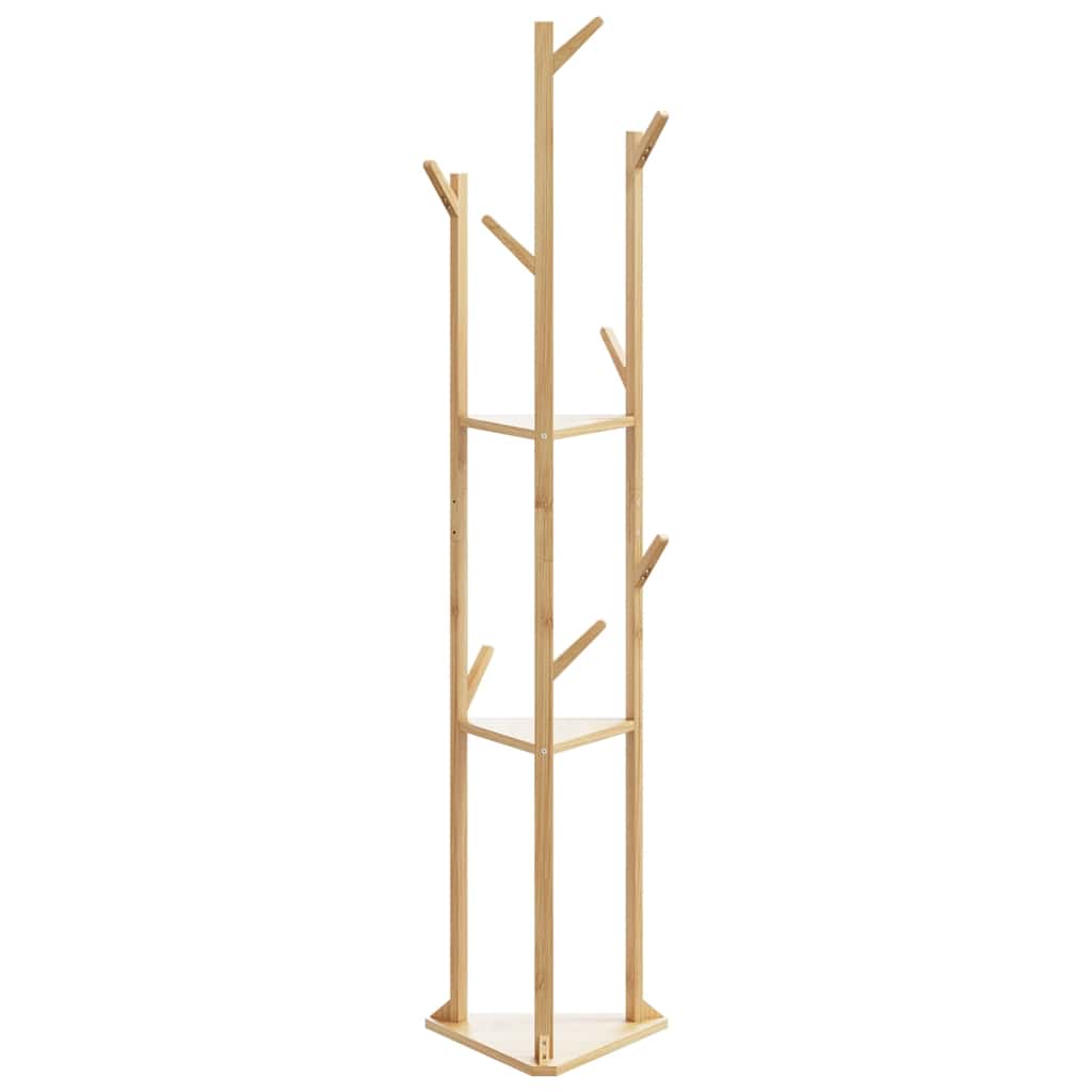Vidaxxl Garderobenständer mit Haken und Regalen 39x33x166 cm Bambus