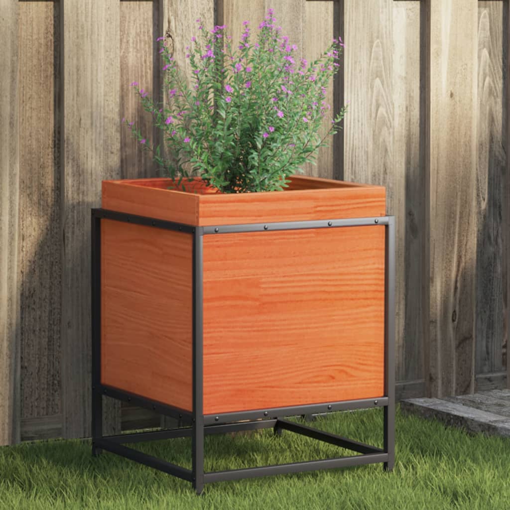 Vidaxx Pflanzgefäß 40x40x50 cm massives Kiefernholz, braun gewaschen
