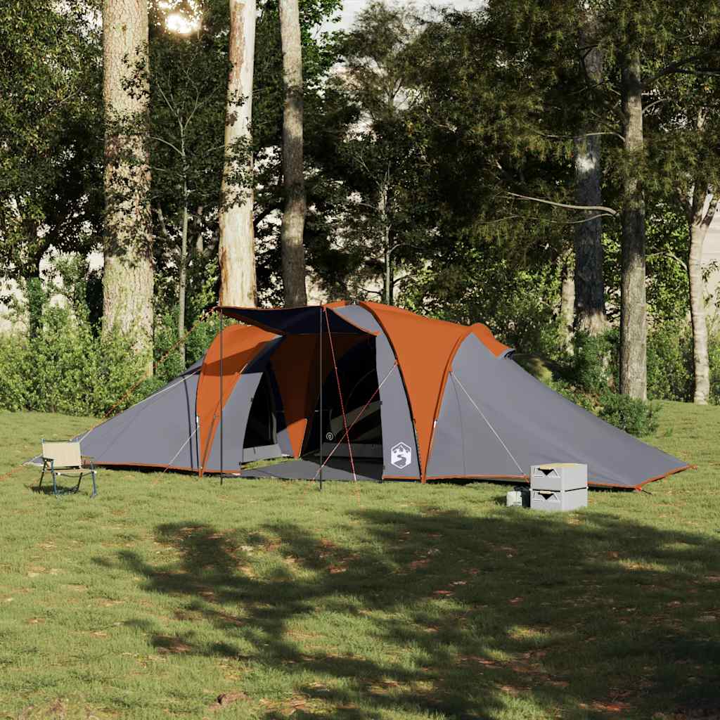 Vidaxx Kuppelzelt 6-Personen wasserdicht grau und orange