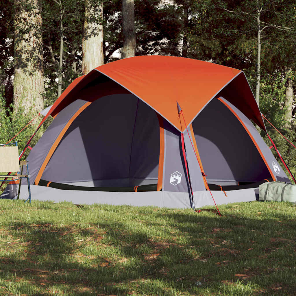 VidaXL Zelt 4-Personen wasserdicht grau und orange