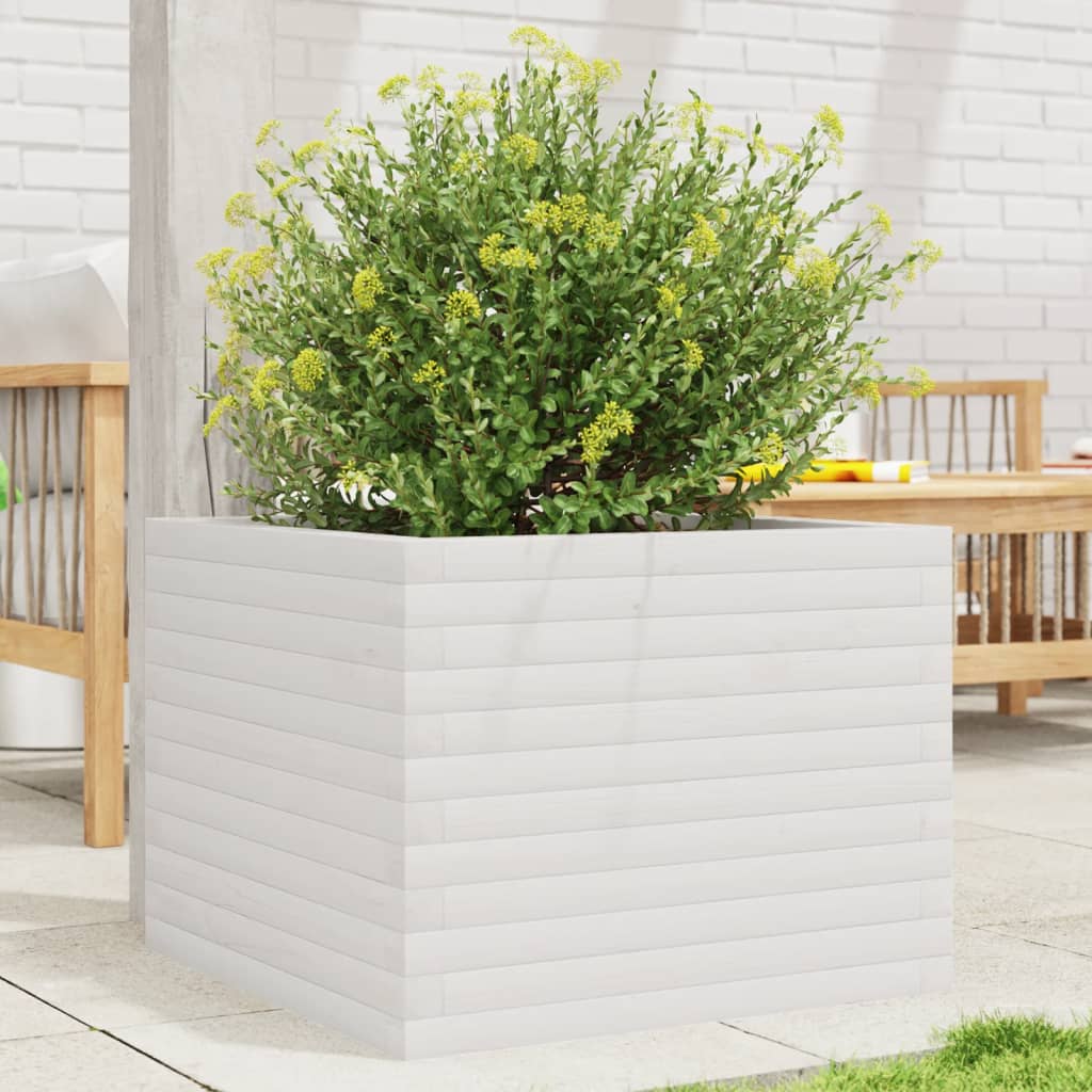 Vidaxx Pflanzgefäß 60x60x45,5 cm massives Kiefernholz weiß