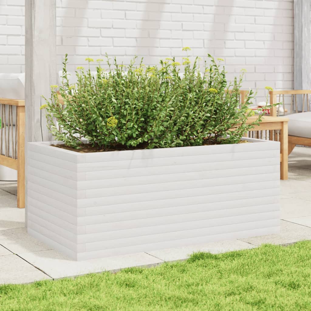 VidaXL Pflanzgefäß 110x60x45,5 cm massives Kiefernholz weiß
