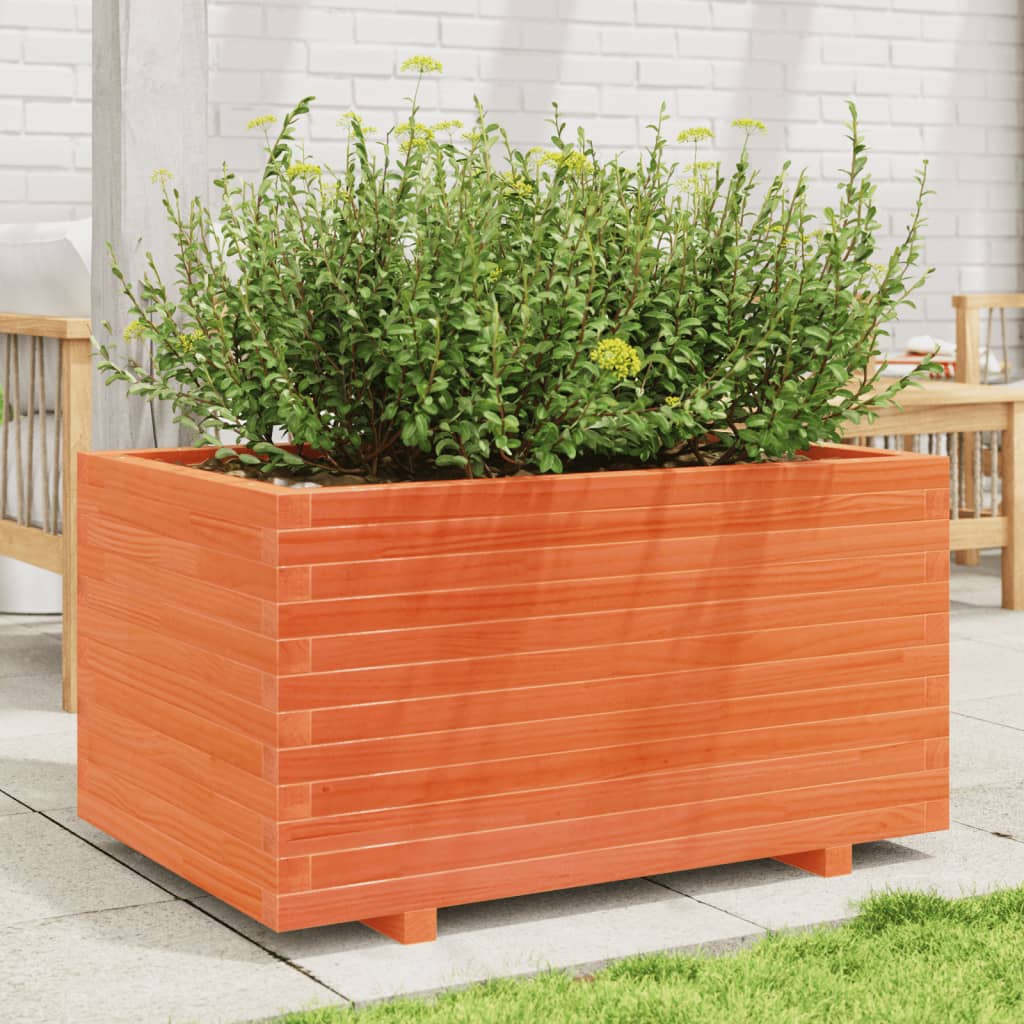 VidaXL Pflanzgefäß 90 x 60 x 49,5 cm, massives Kiefernholz, braun gewaschen