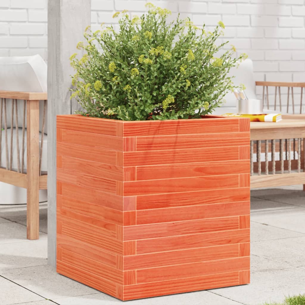 VidaXL Pflanzgefäß 40x40x46 cm massives Kiefernholz, braun gewaschen