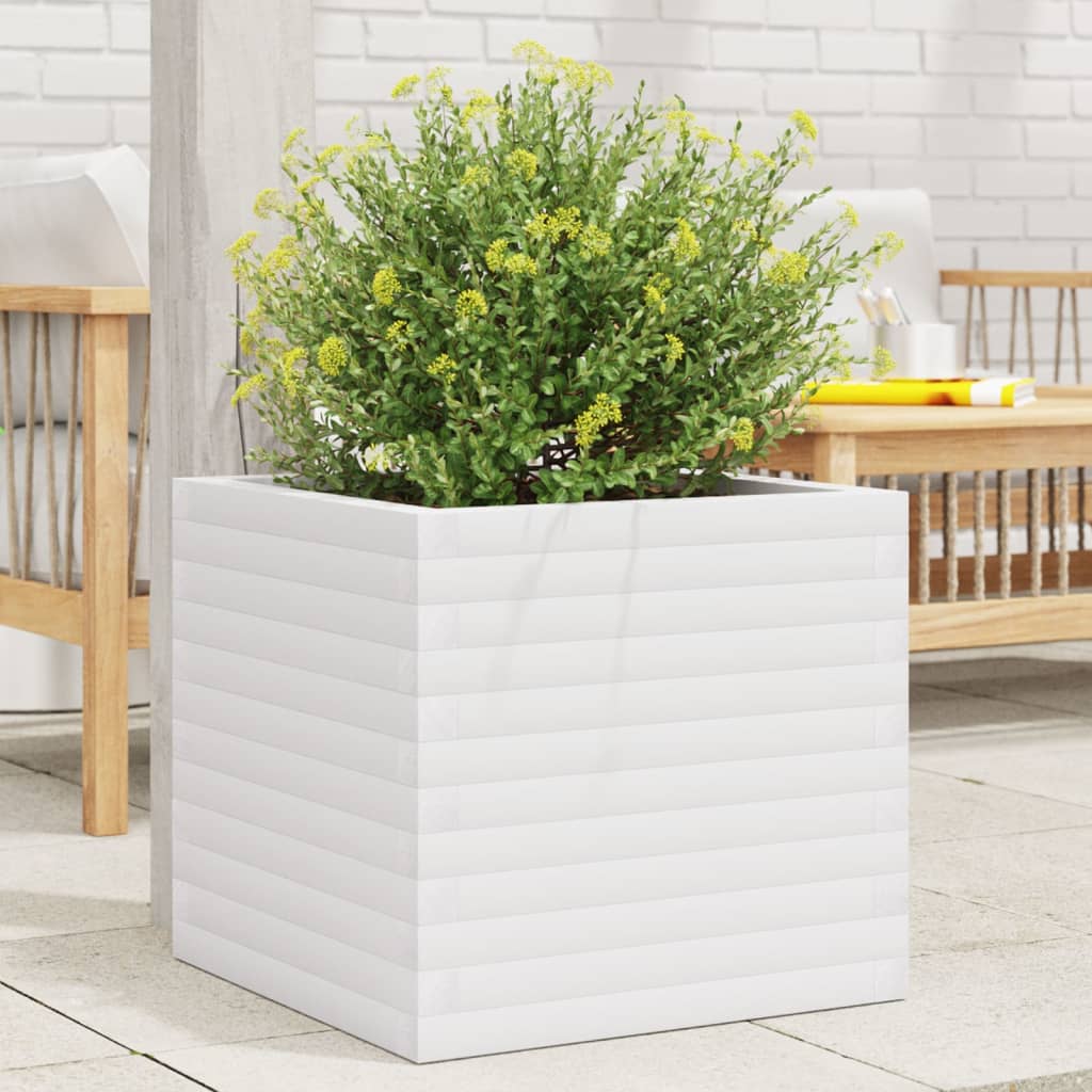 VidaXL Pflanzgefäß 50x50x46 cm massives Kiefernholz weiß