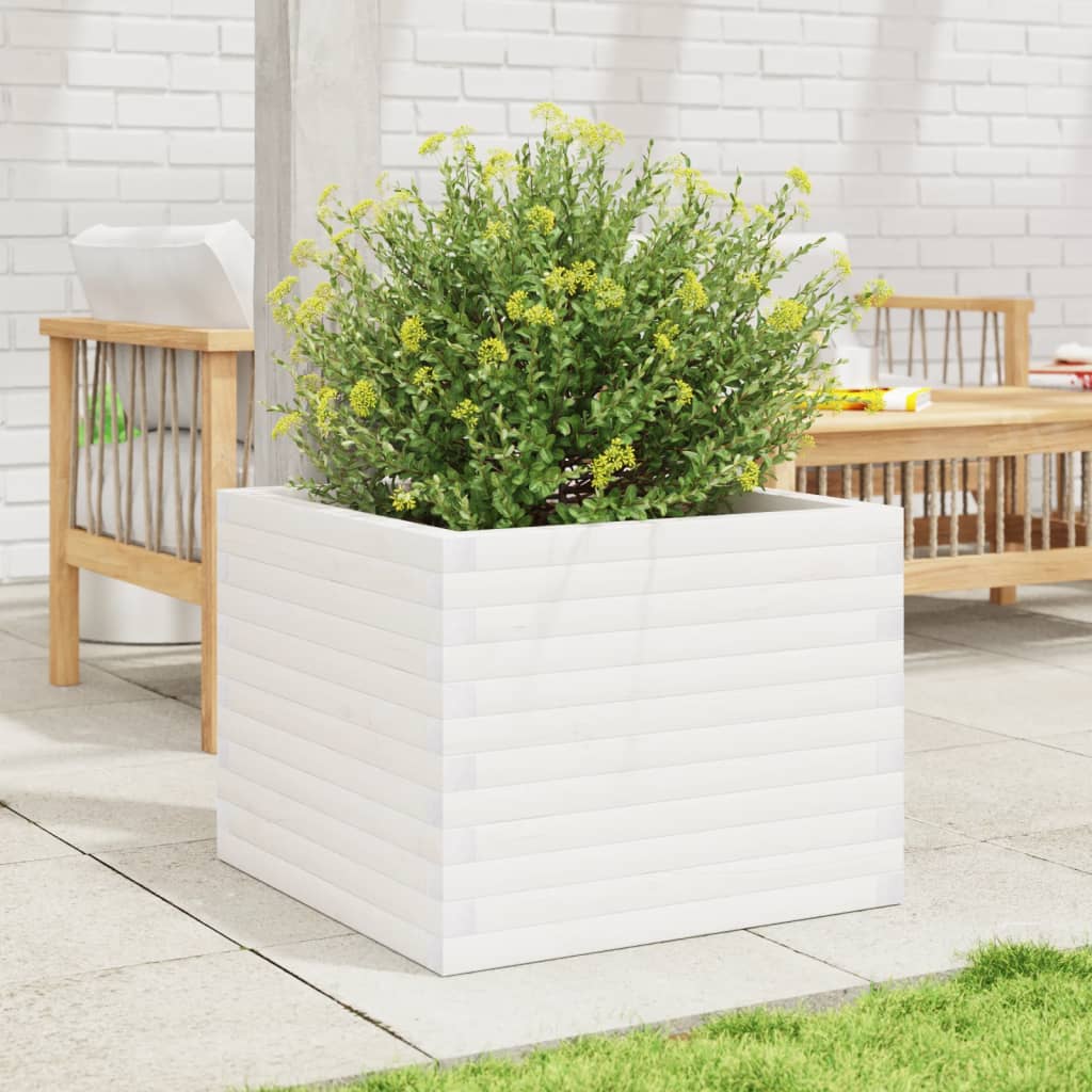 VidaXL Pflanzgefäß 60x60x46 cm massives Kiefernholz weiß