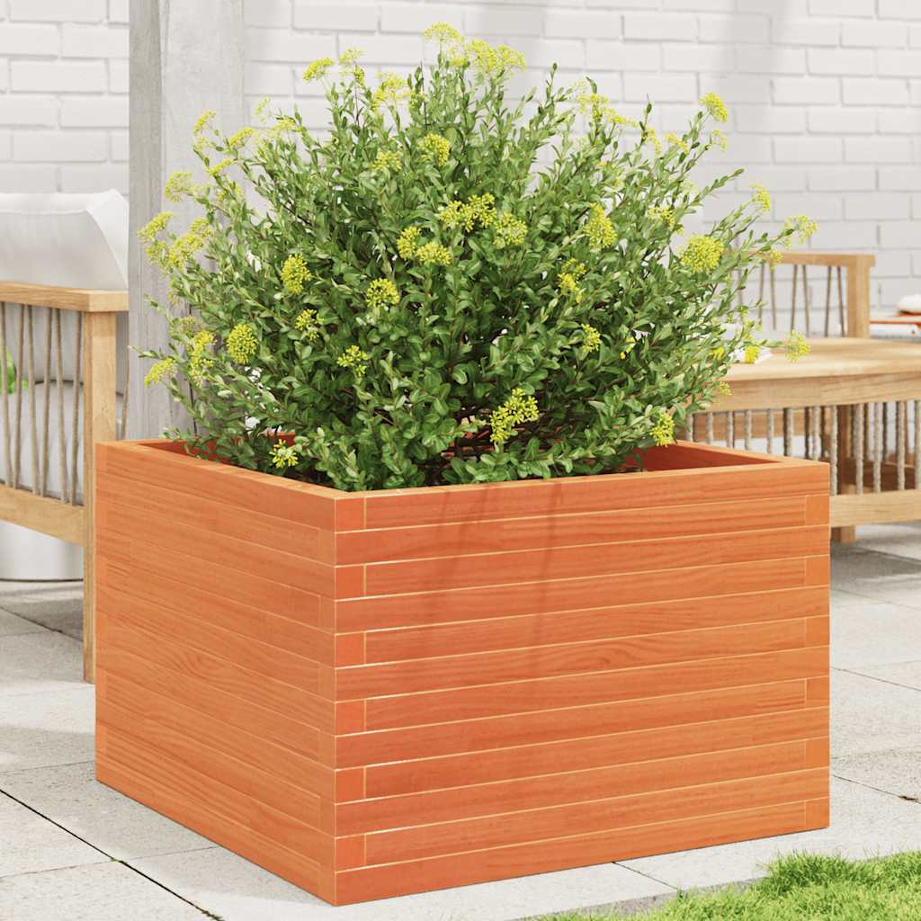 VidaXL Pflanzgefäß 70 x 70 x 46 cm, massives Kiefernholz, braun gewaschen