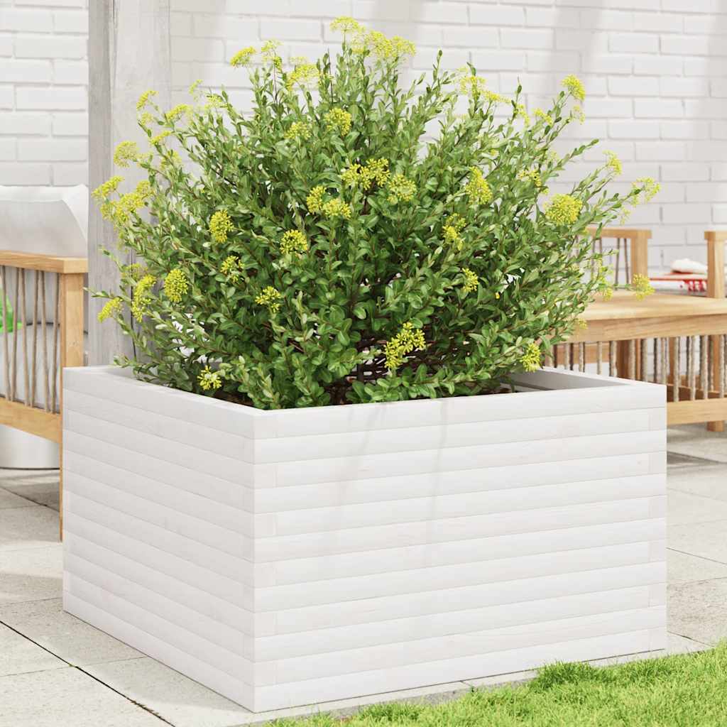 VidaXL Pflanzgefäß 80x80x46 cm massives Kiefernholz weiß