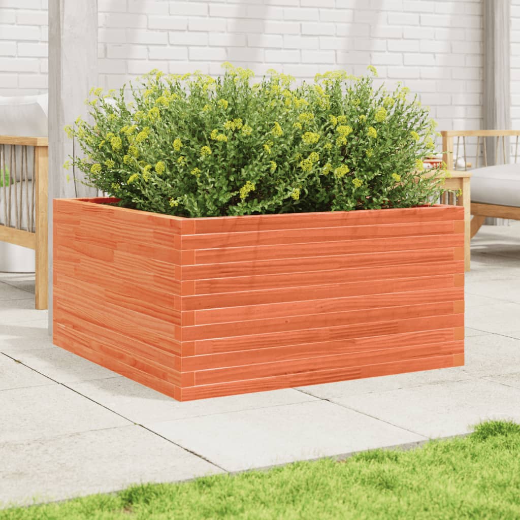 VidaXL Pflanzgefäß 90x90x46 cm massives Kiefernholz, braun gewaschen