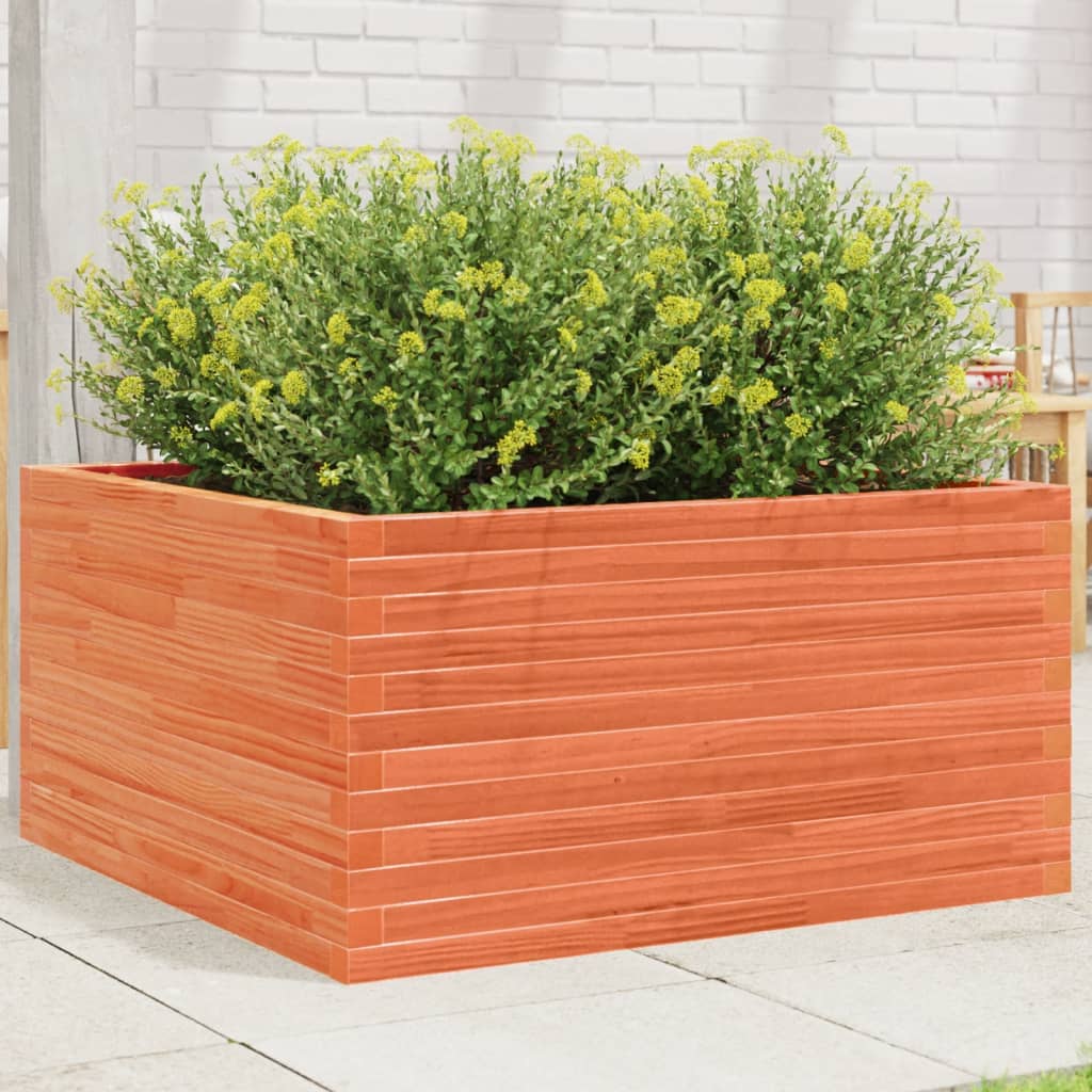 VidaXL Pflanzgefäß 90x90x46 cm massives Kiefernholz, braun gewaschen