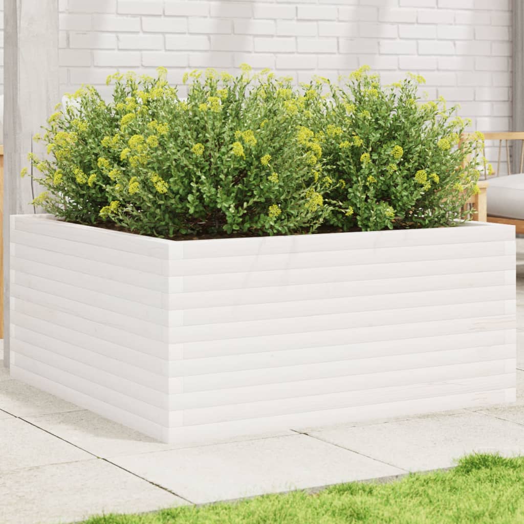 VidaXL Pflanzgefäß 100x100x46 cm massives Kiefernholz weiß