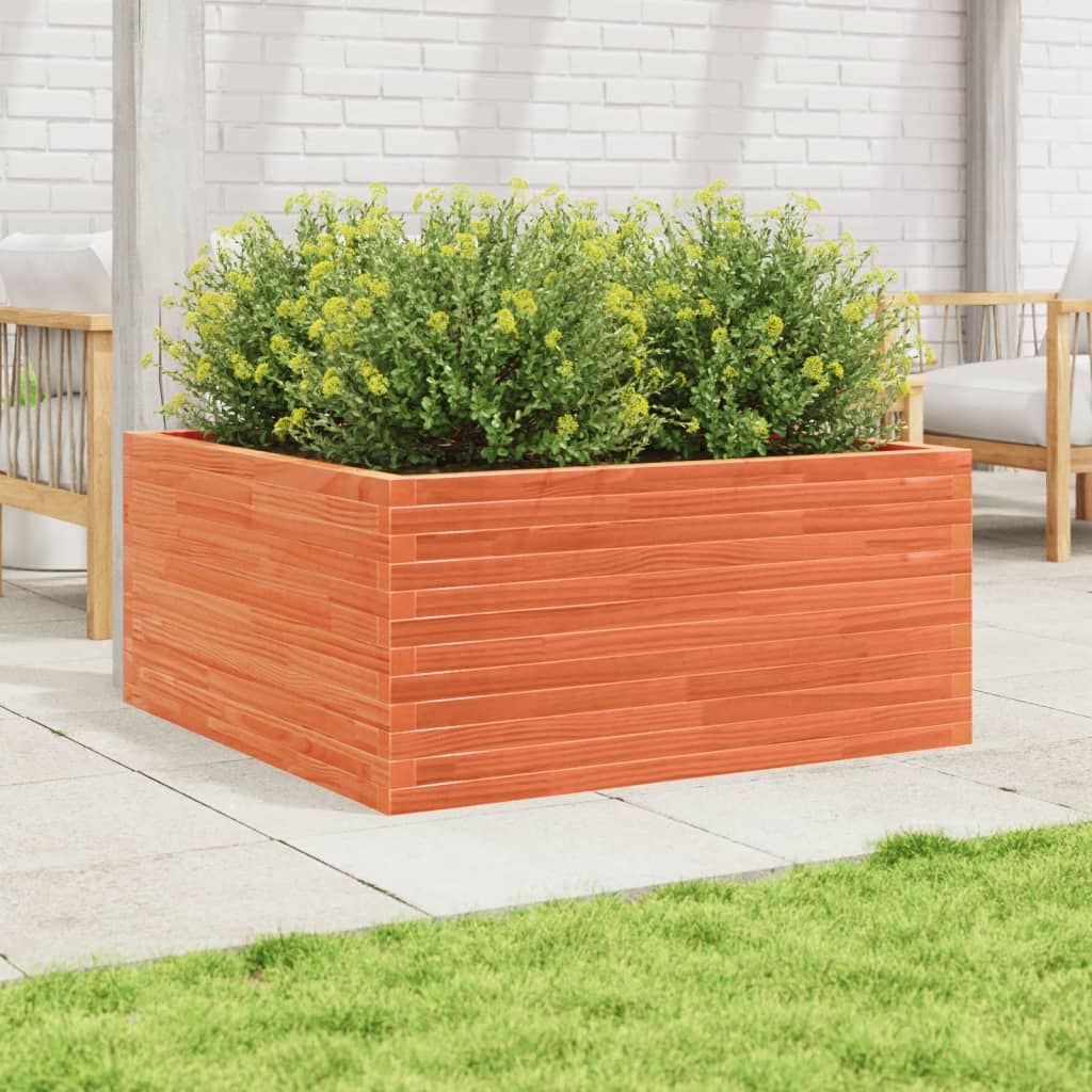 VidaXL Pflanzgefäß 100 x 100 x 46 cm, massives Kiefernholz, braun gewaschen