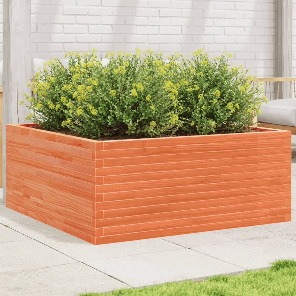VidaXL Pflanzgefäß 110 x 110 x 46 cm, massives Kiefernholz, braun gewaschen