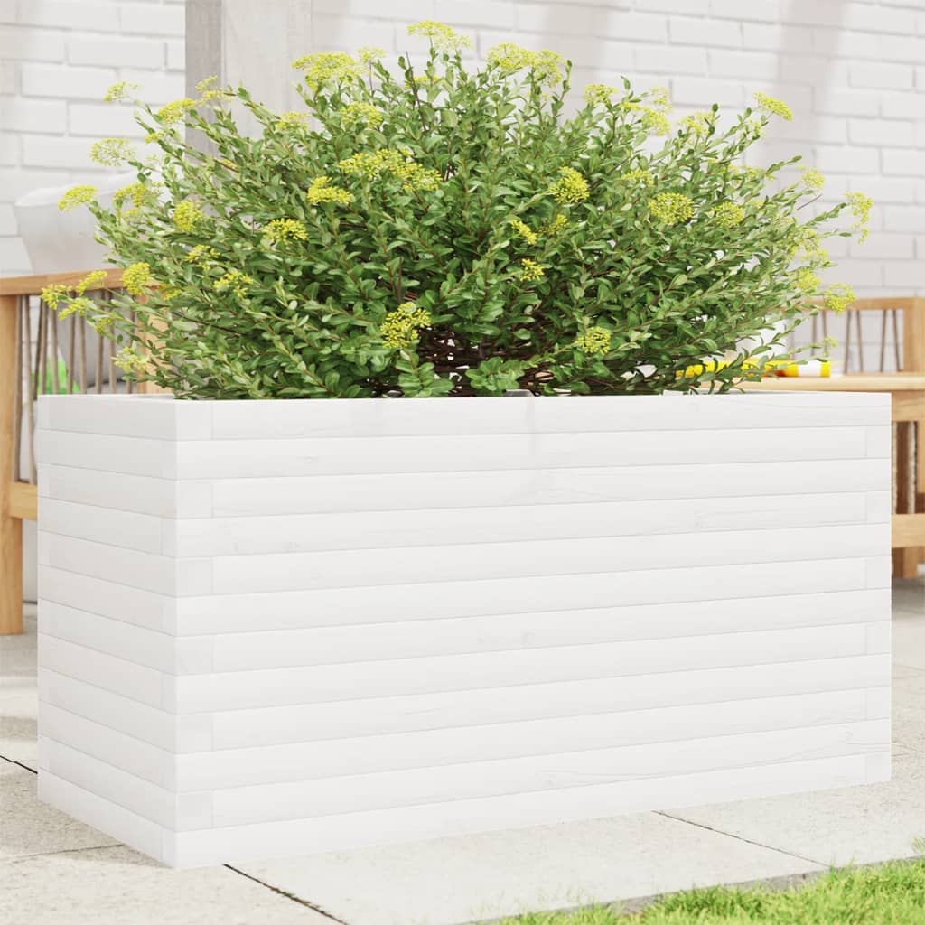 VidaXL Pflanzgefäß 90x40x46 cm massives Kiefernholz weiß