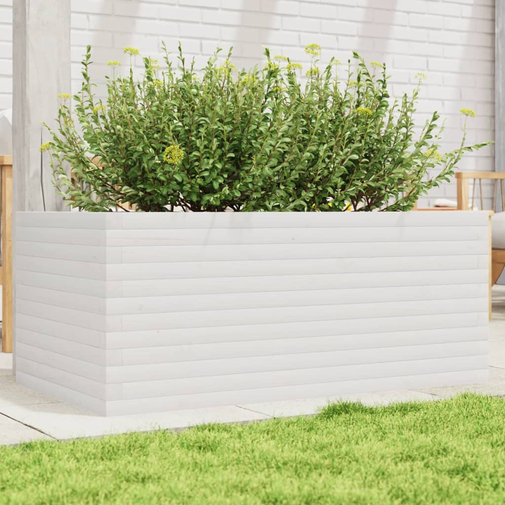 VidaXL Pflanzgefäß 110x60x46 cm massives Kiefernholz weiß