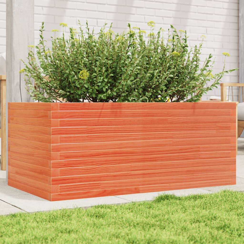 VidaXL Pflanzgefäß 110 x 60 x 46 cm, massives Kiefernholz, braun gewaschen