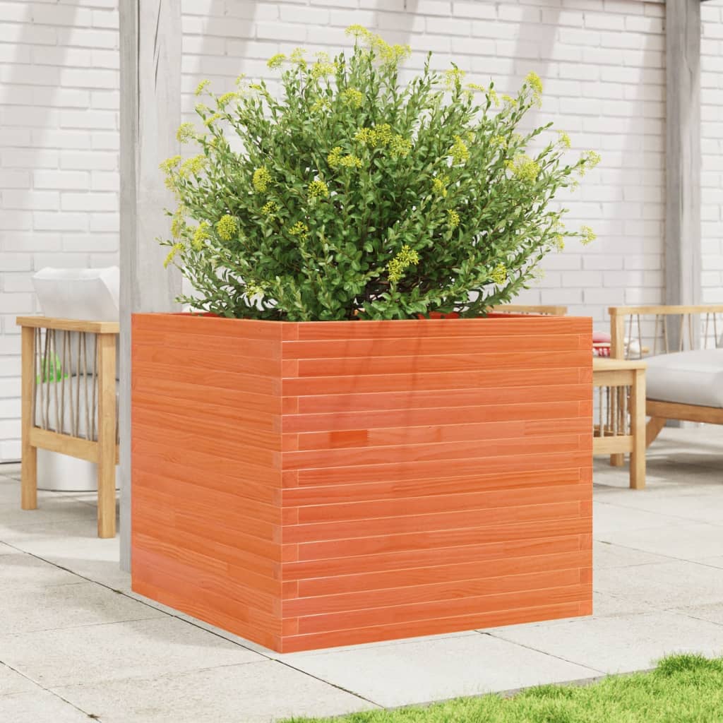 VidaXL Pflanzgefäß 80x80x68,5 cm massives Kiefernholz, braun gewaschen