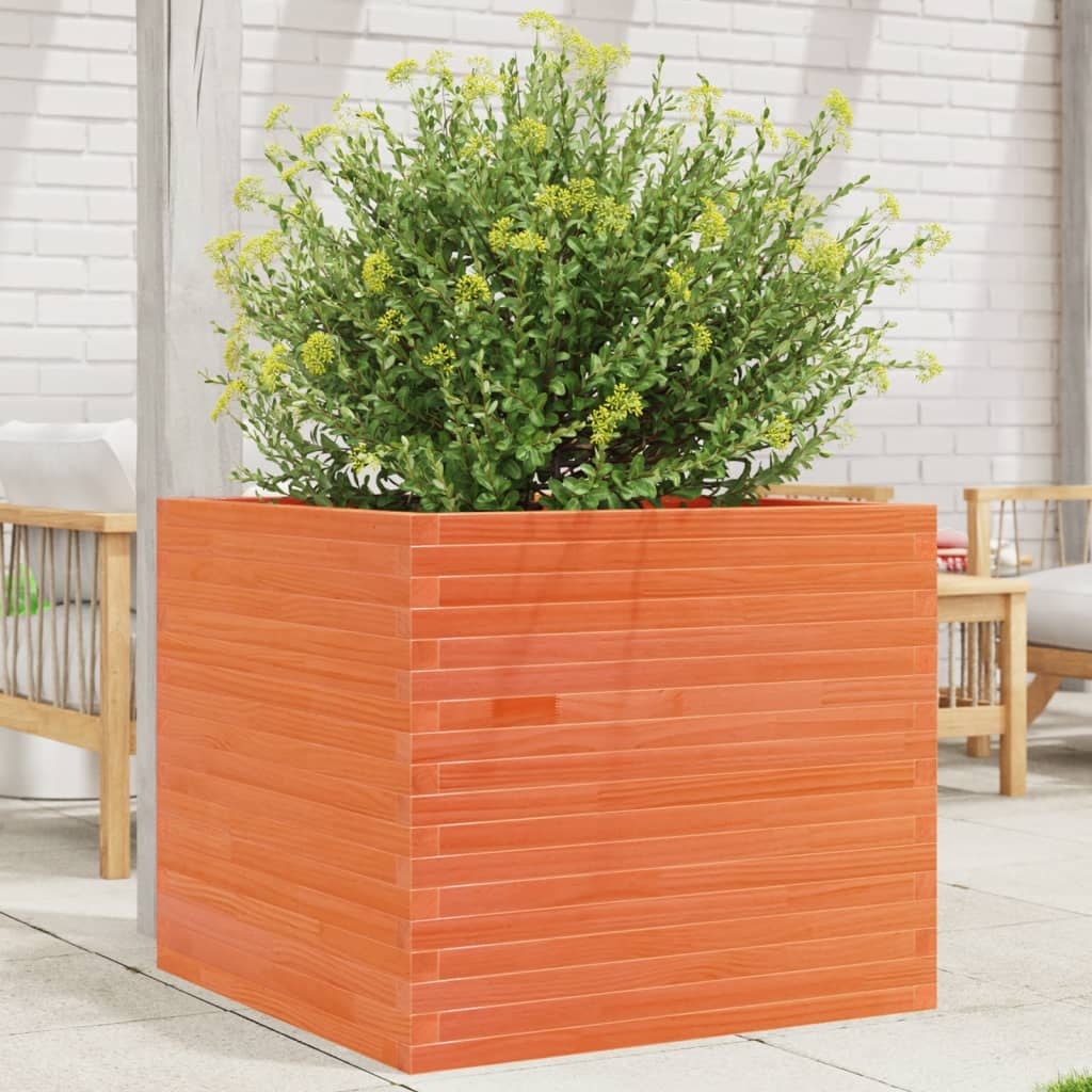 VidaXL Pflanzgefäß 80x80x68,5 cm massives Kiefernholz, braun gewaschen