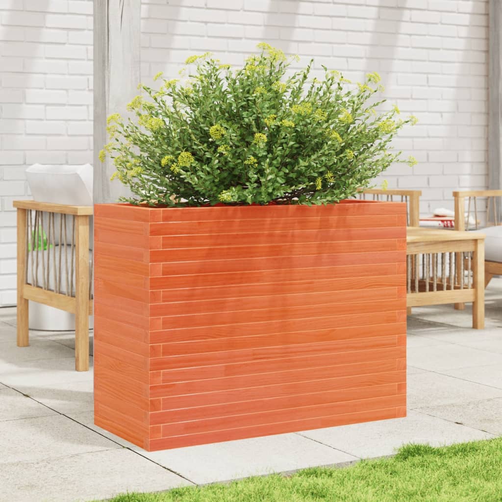 VidaXL Pflanzgefäß 90 x 40 x 68,5 cm, massives Kiefernholz, braun gewaschen