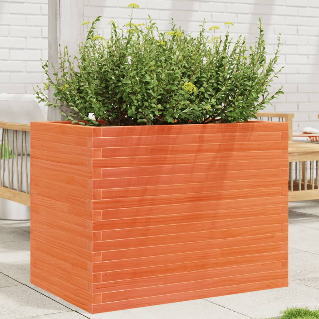 VidaXL Pflanzgefäß 90 x 60 x 68,5 cm, massives Kiefernholz, braun gewaschen