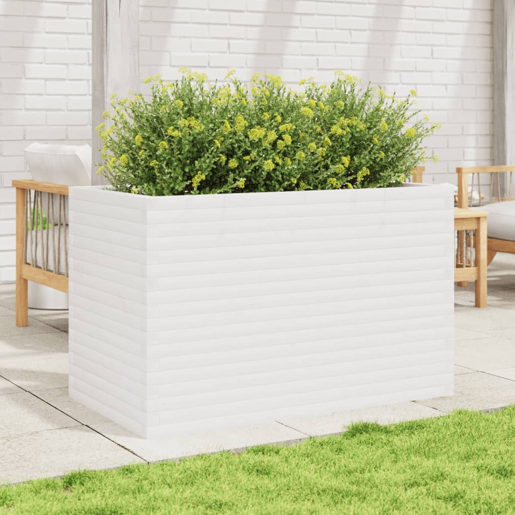 VidaXL Pflanzgefäß 110x60x68,5 cm massives Kiefernholz weiß
