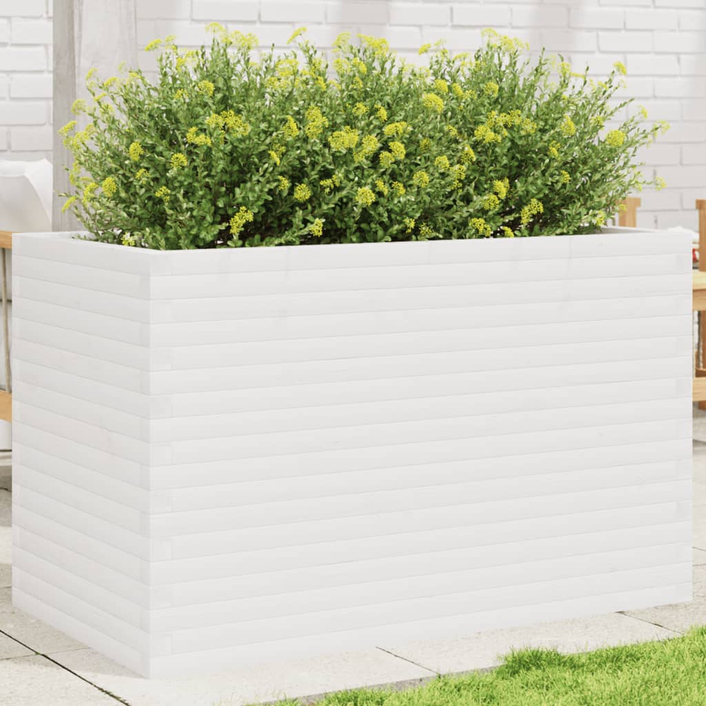 VidaXL Pflanzgefäß 110x60x68,5 cm massives Kiefernholz weiß