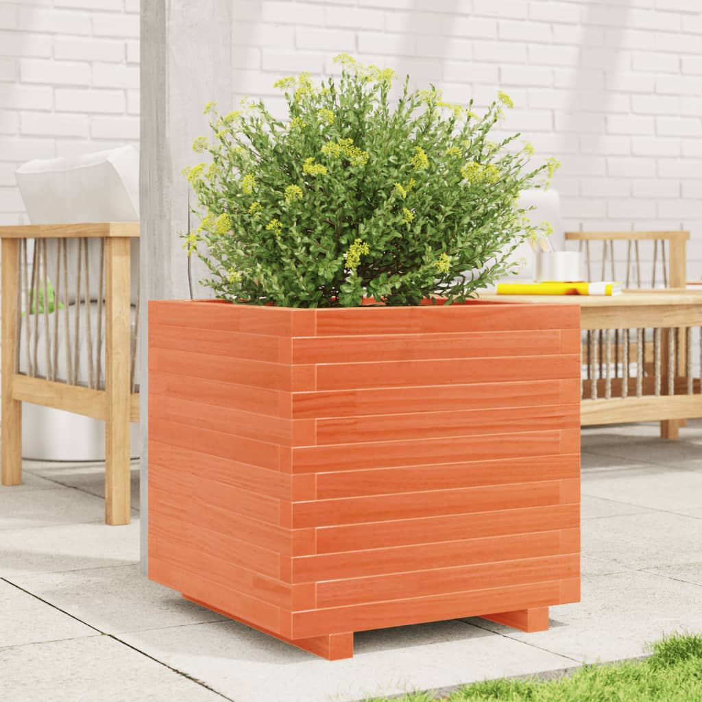 VidaXL Pflanzgefäß 50x50x49,5 cm massives Kiefernholz, braun gewaschen
