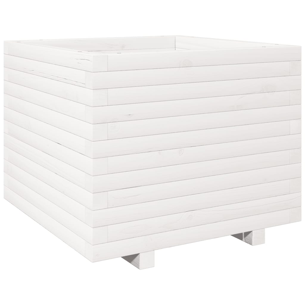 VidaXL Pflanzgefäß 60x60x49,5 cm massives Kiefernholz weiß